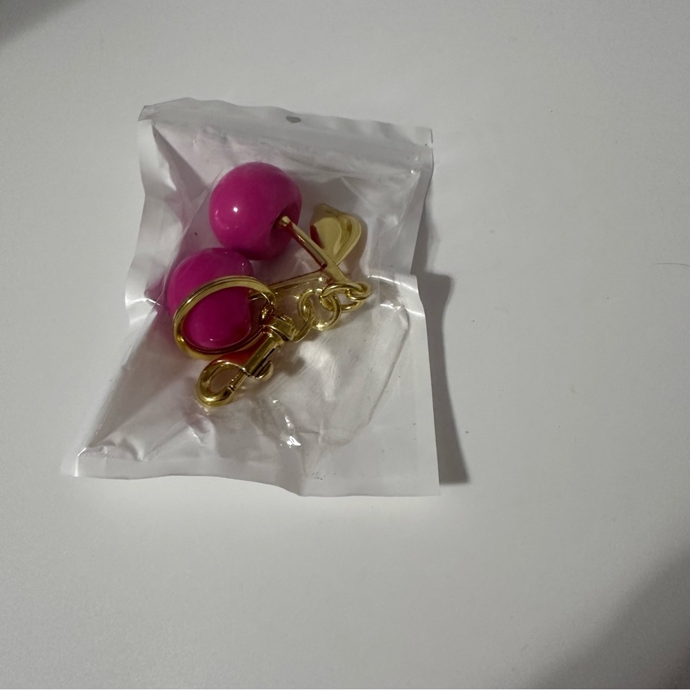 NWOT Rose Red Cherry Keychain Purse Charm